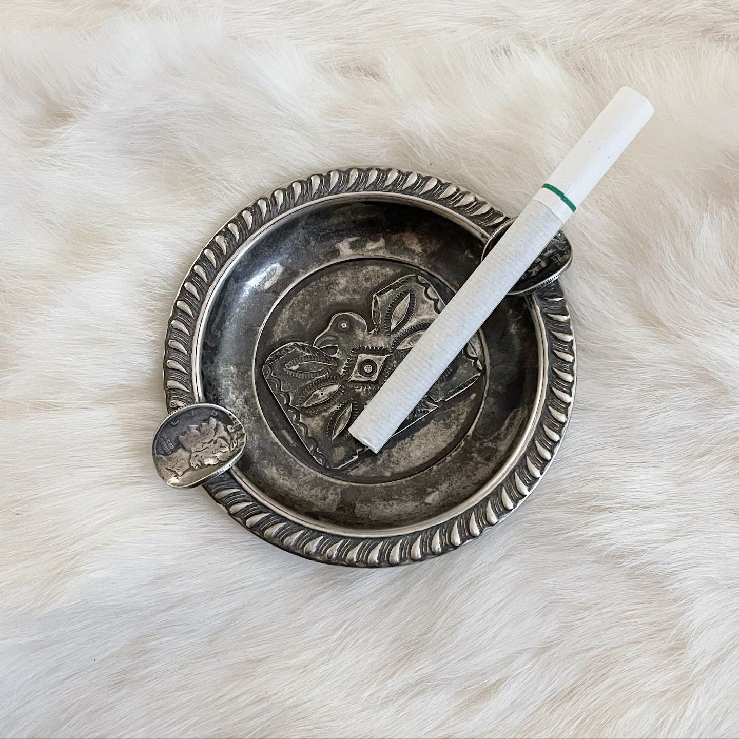 Vintage Navajo Sterling Silber Donnervogel Aschenbecher mit Mercury dime  Zigarettenhalter - .de