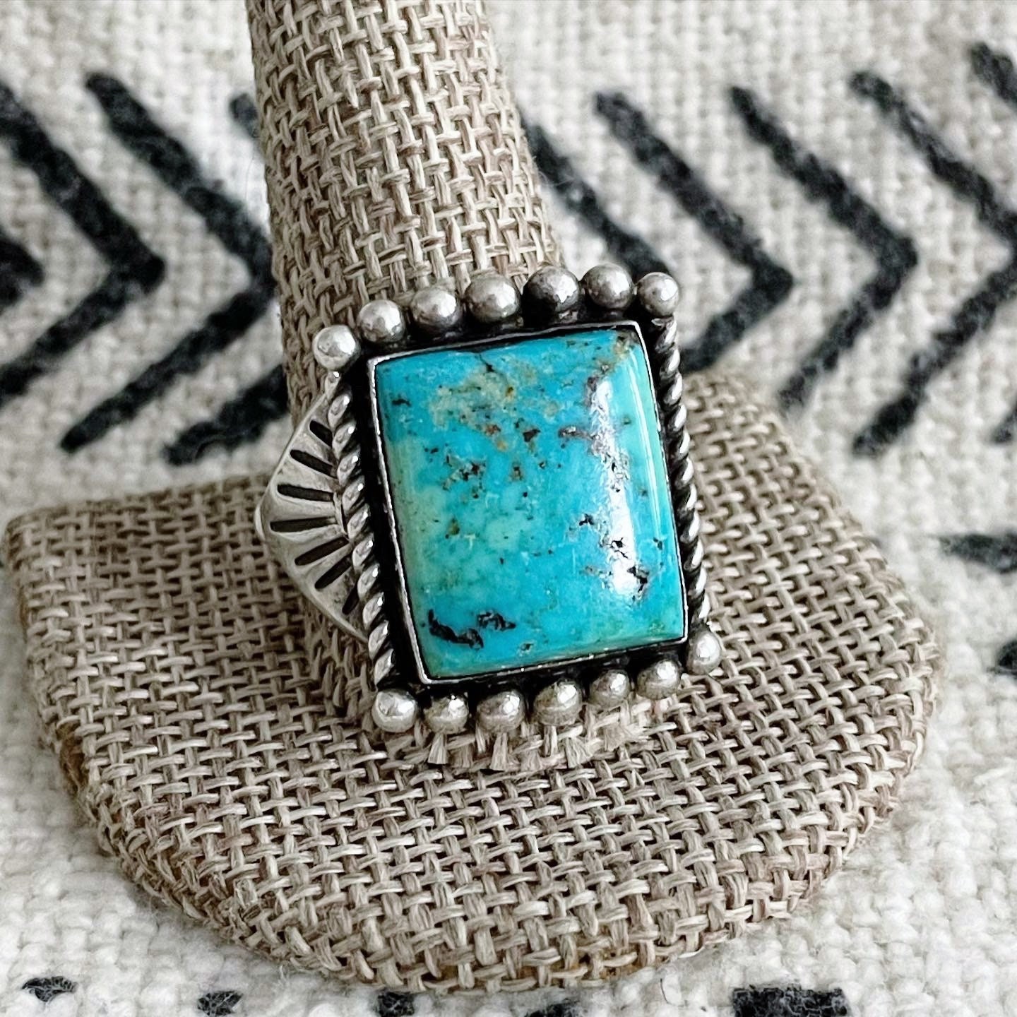 Turquoise Square Signet Ring for Men Sterling Silver – Boho Magic Jewelry