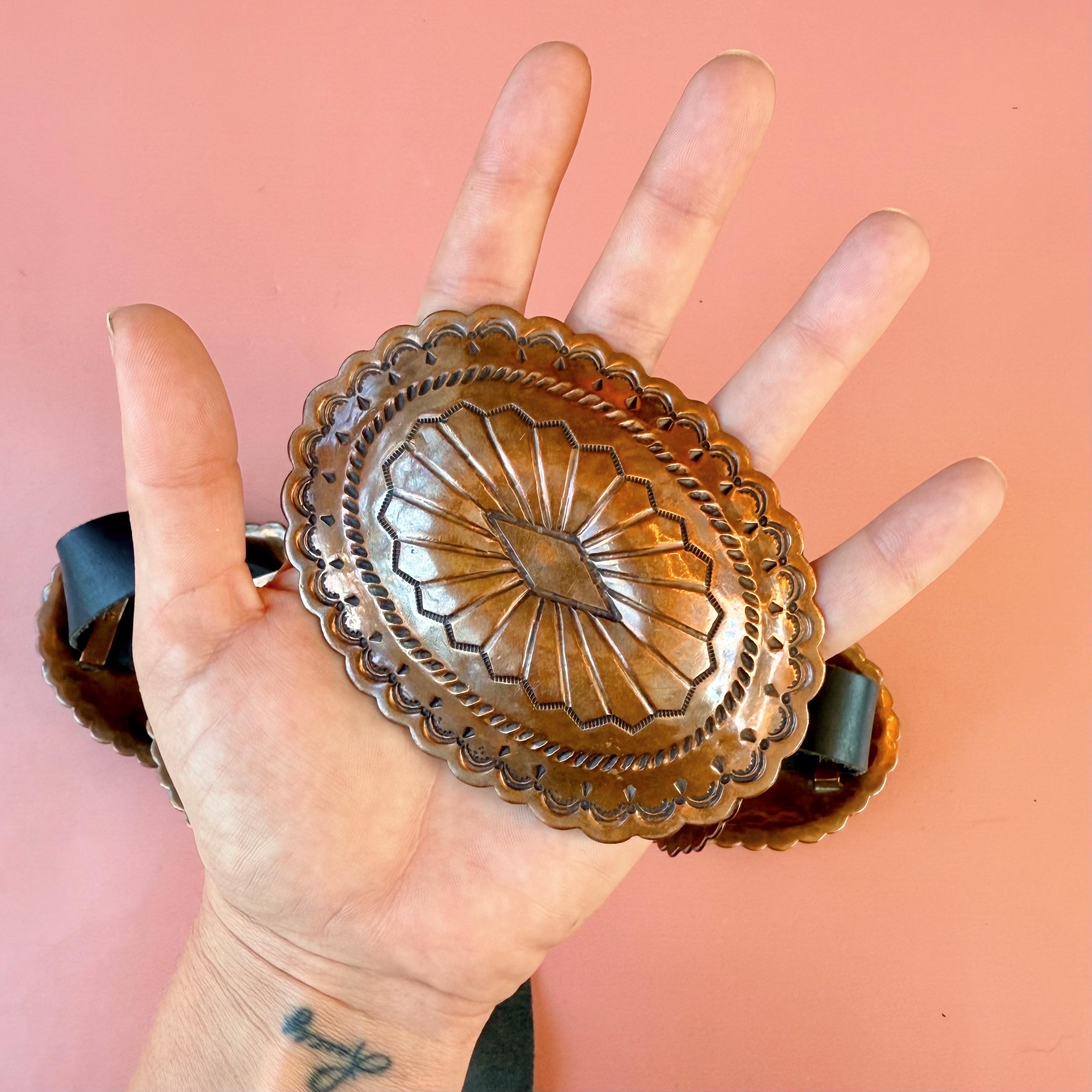 Vintage  Copper  CONCHO Belt  40 \'Long Vintage Copper Concho Belt, Southwestern Vintage Belt, 27  main image 4