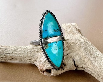 Exquisite Vintage Zuni Native American Turquoise Dancer Sterling Silver Ring Exquisite Vintage Zuni Native American Turquoise Dancer Sterling Silver Ring