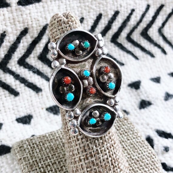 Size 5 1/2 >> Vintage Zuni sterling silver and te… - image 5