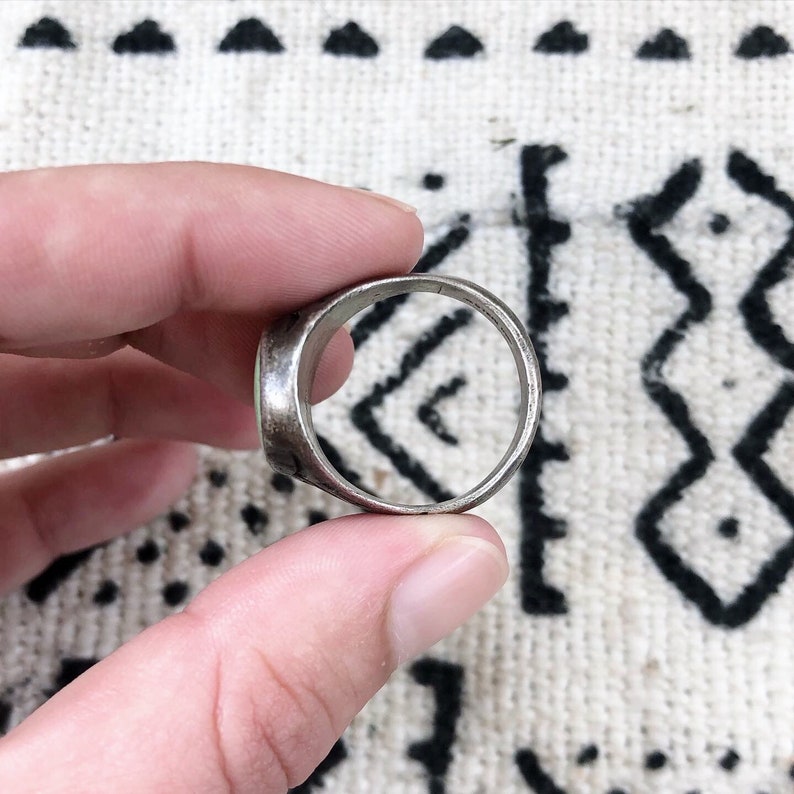 Size 10 34 Vintage Bell Trading sterling silver and turquoise men\u2019s chunky biker ring