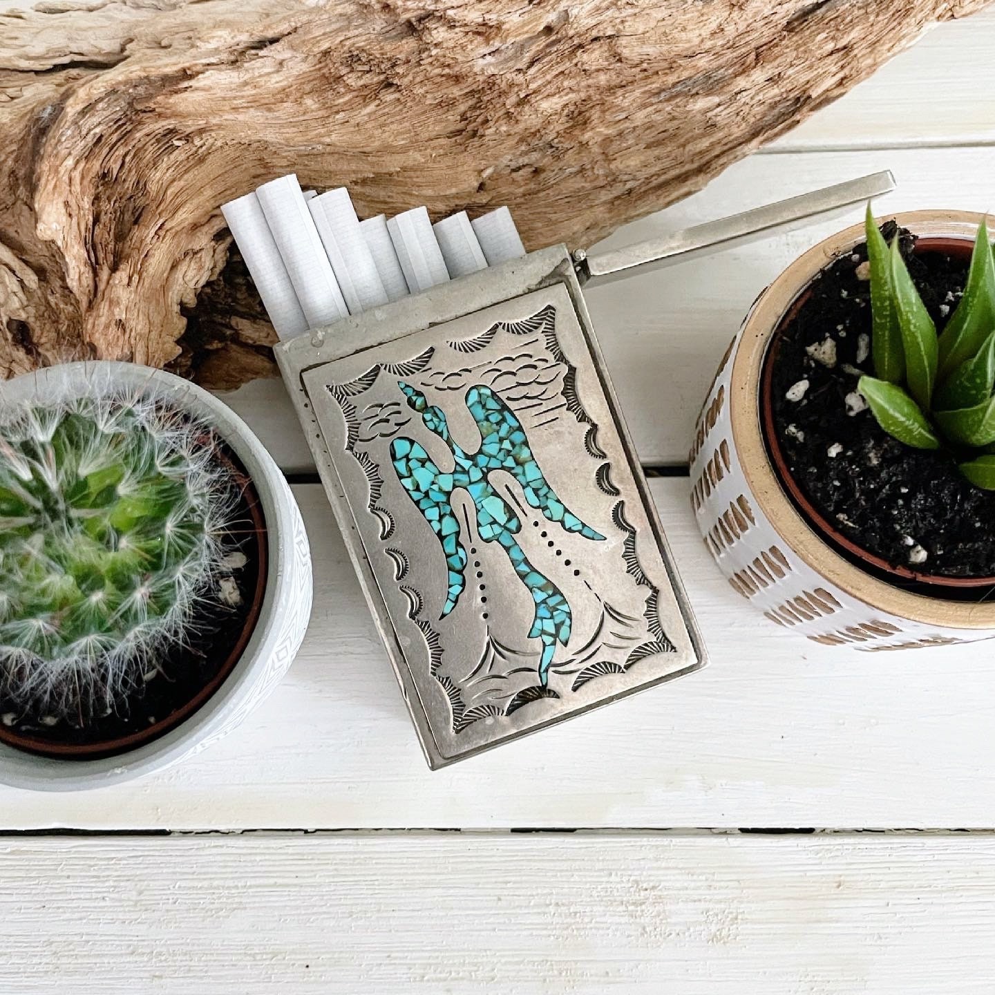 zuni's cigarettes photos Vintage Zuni Native American Heavy Duty Sterling Silver Peyote Bird  Cigarette Case With Hand-stamped Detail