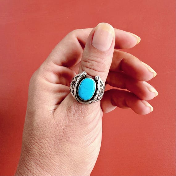 指輪・リング Vintage Fred Harvey Style Ring Size 9 1/4 >> Vintage Fred Harvey Style Sterling Silver and