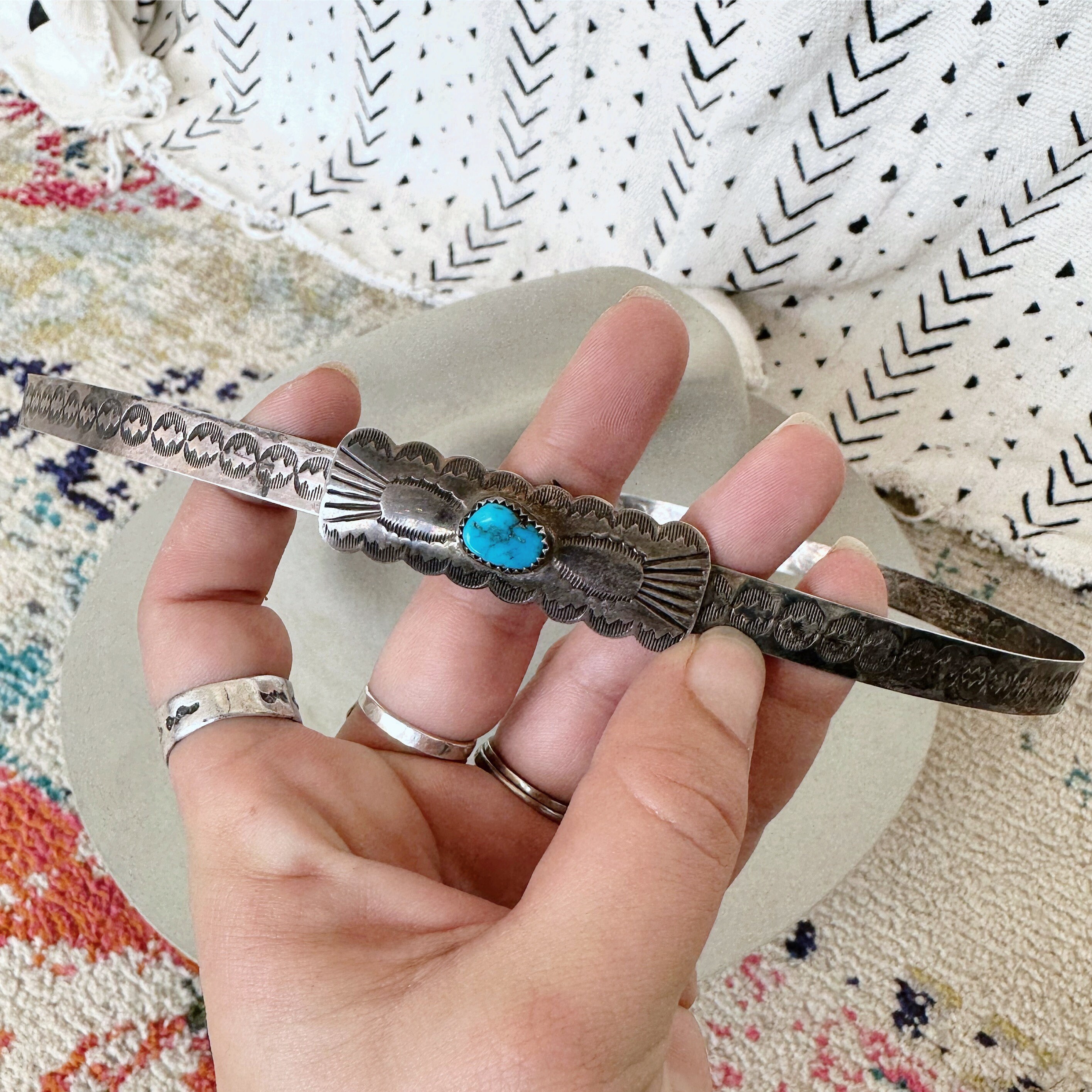 Early 1900's Vintage Navajo Hand Wrought Turquoise Native American Jewelry Silver Hat Band Concho Belt Early 1900's Vintage Navajo Hand Wrought Turquoise Native American Jewelry Silver Hat Band Concho Belt