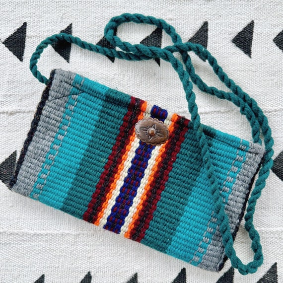 Vintage Native American teal wool and acrylic ble… - image 5