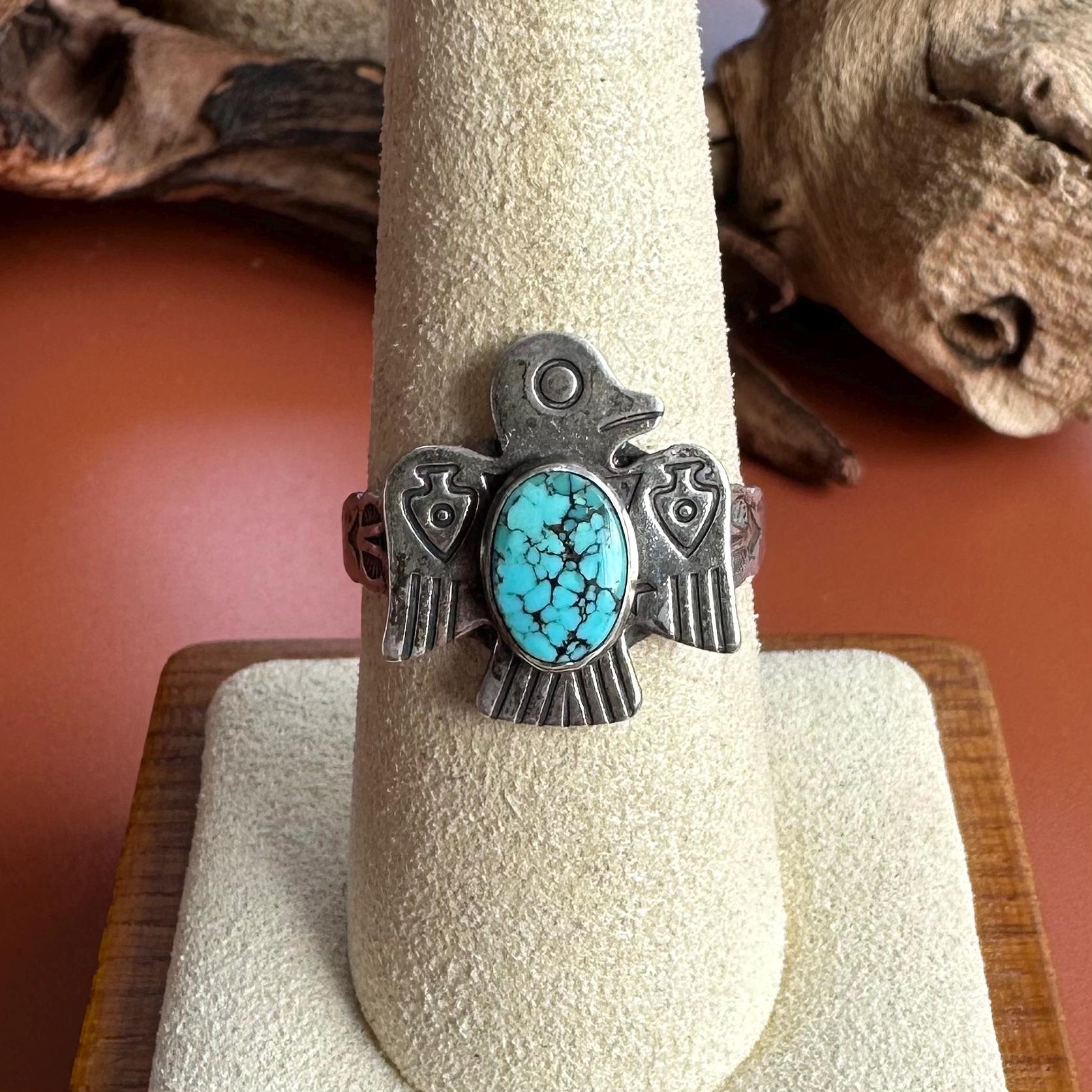 Size 9 3/4 >> Vintage Fred Harvey Era Navajo Sterling Silver