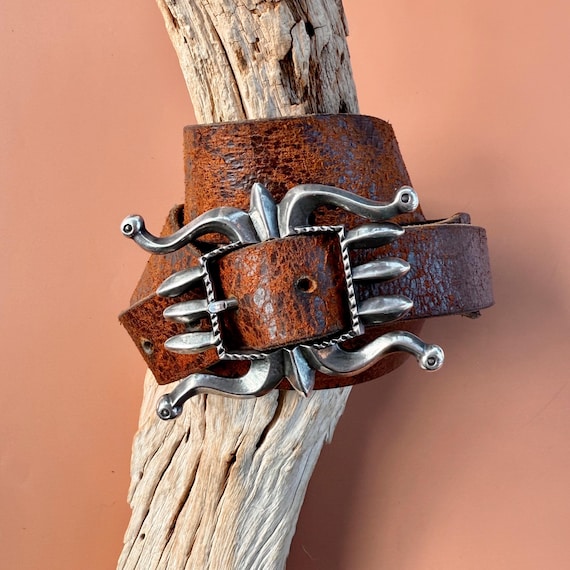 Vintage RRL Ralph Lauren Italian Leather Belt & Cast  display picture 2