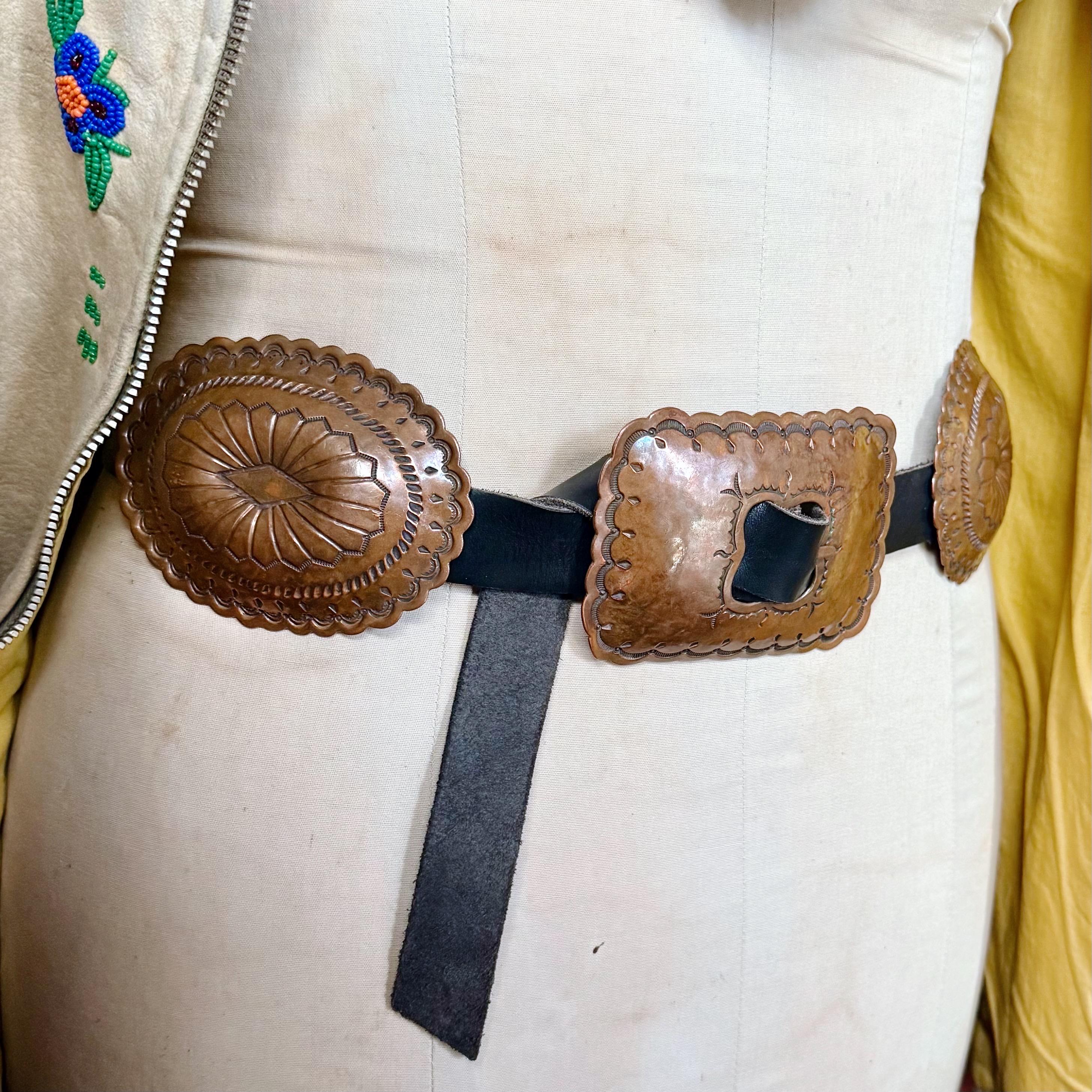 Vintage  Copper  CONCHO Belt  40 \'Long Genuine Copper Concho Belt - Etsy main image 2