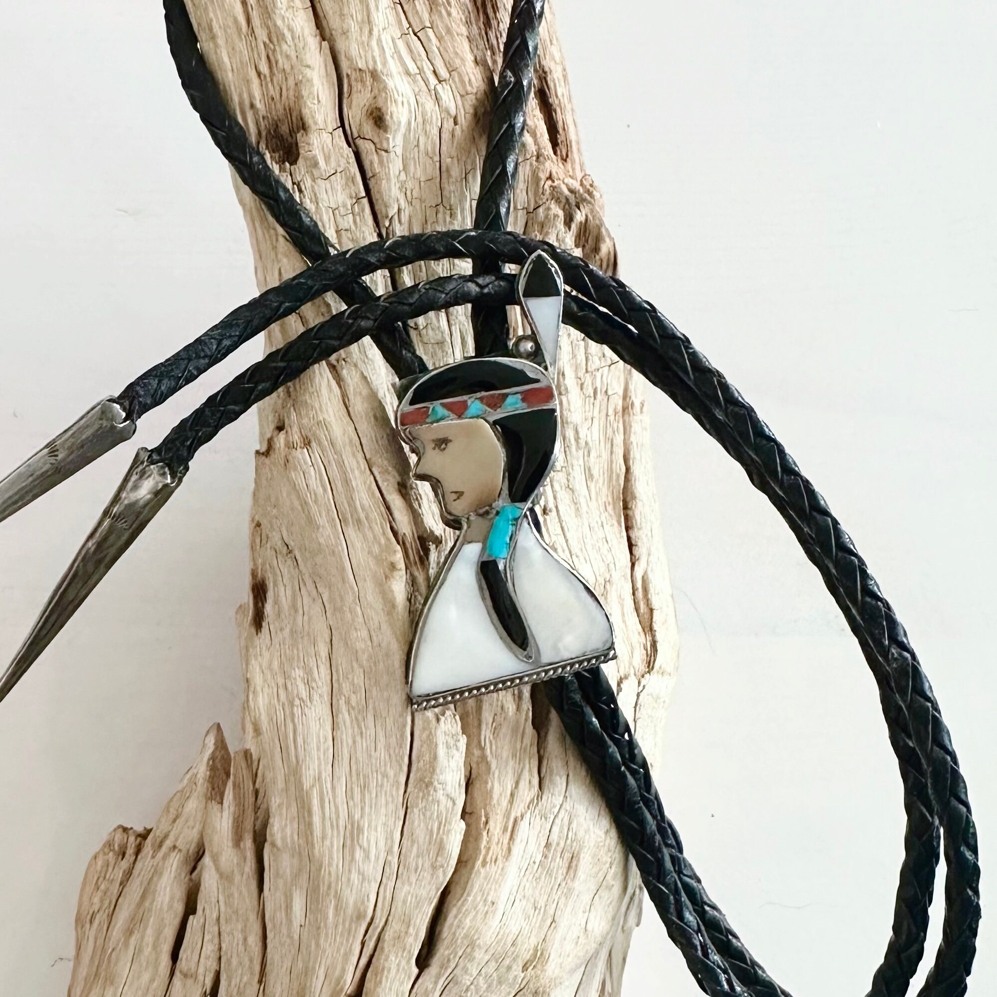 Wilf Begay Vintage Native American Navajo Turquoise Coral Toad Sterling Silver Bolo Tie Wilf Begay Vintage Native American Navajo Turquoise Coral Toad Sterling Silver Bolo Tie