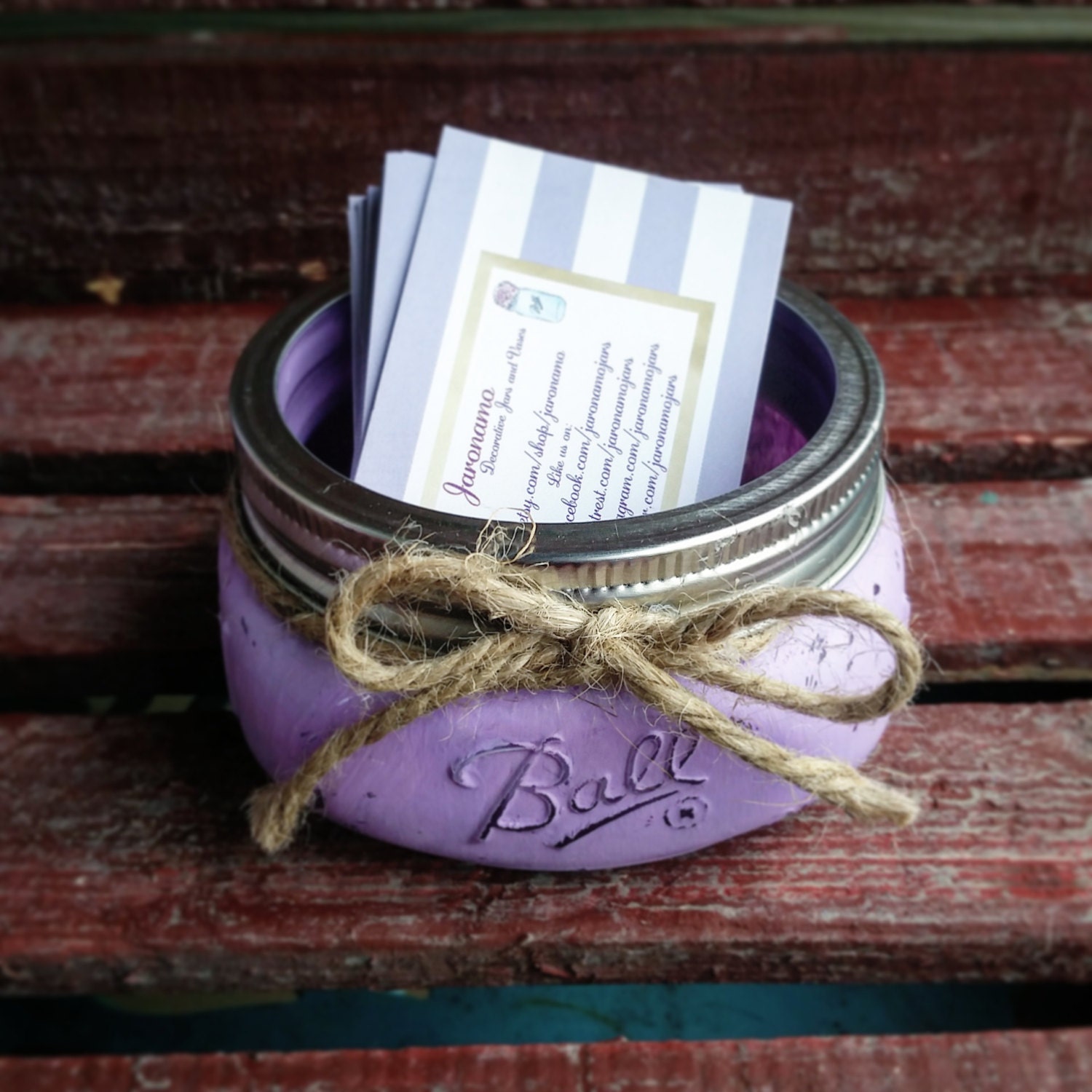Mason Jar business card holder custom colors rustic office ...