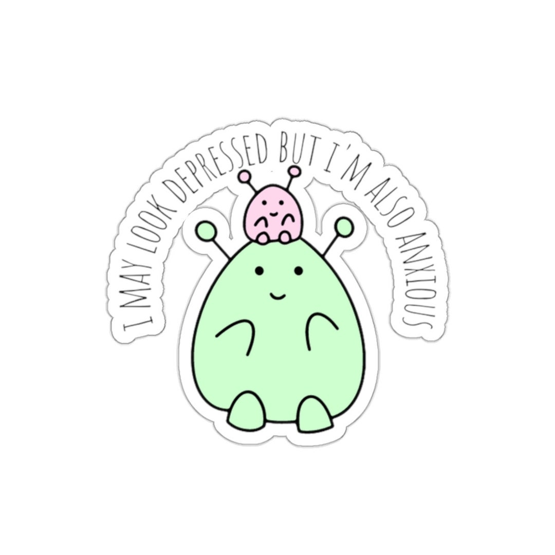 Disoriented Stickers Depressed Alien Vinyl Sticker, Funny Mental Health Stickers - Etsy