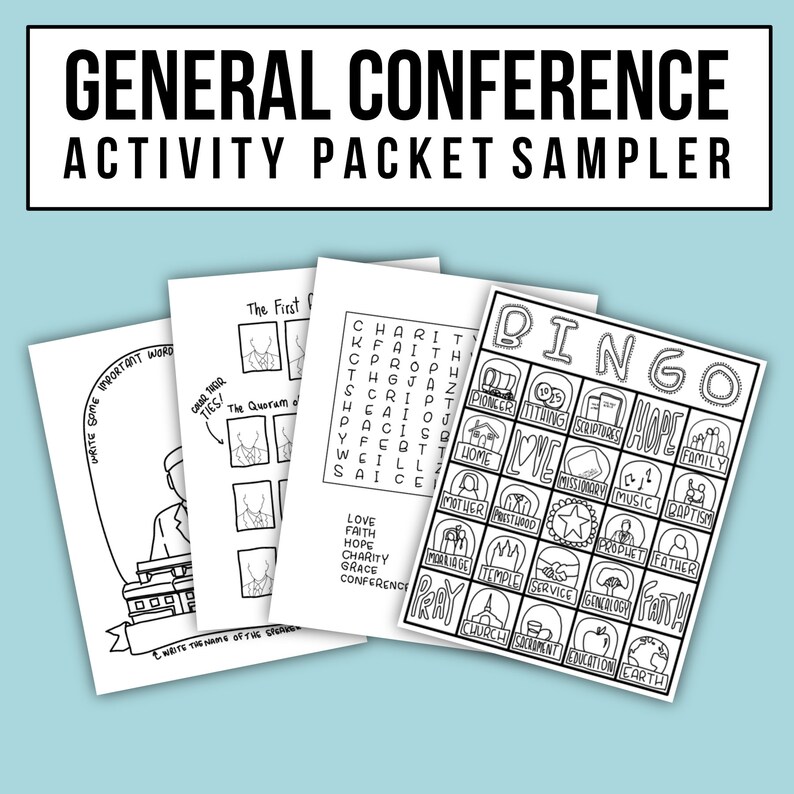 General Conference Activity Packet Sampler - Etsy