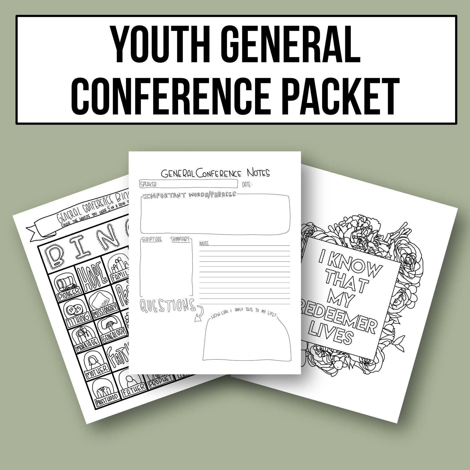 youth-general-conference-packet-etsy for Free Printable General Conference Packets Youth General Conference Packet - Etsy for Free Printable General Conference Packets