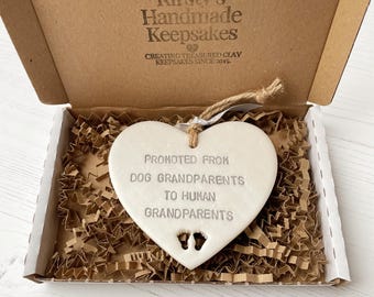 Personalised promoted from dog Grandparents to human grandparents gift, Grandparents to be pregnancy reveal, Nanny to be, Grandma to be