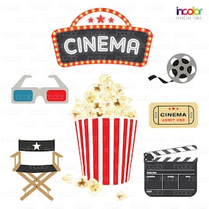Movie Theater Kino Party Clipart - sofortiger Download druckbare digitale PNG-Grafiken
