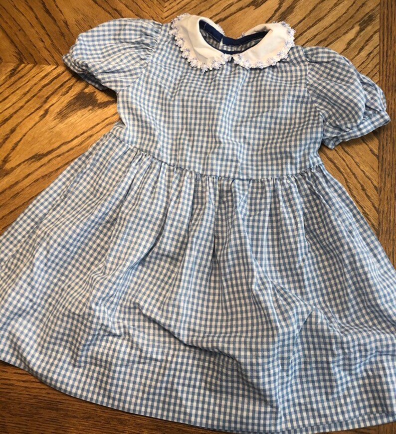 blue and white checkered dress