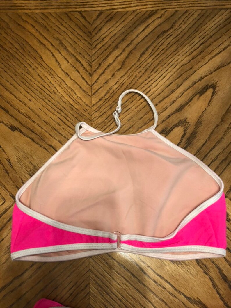 90s hot pink halter top bikini size 78