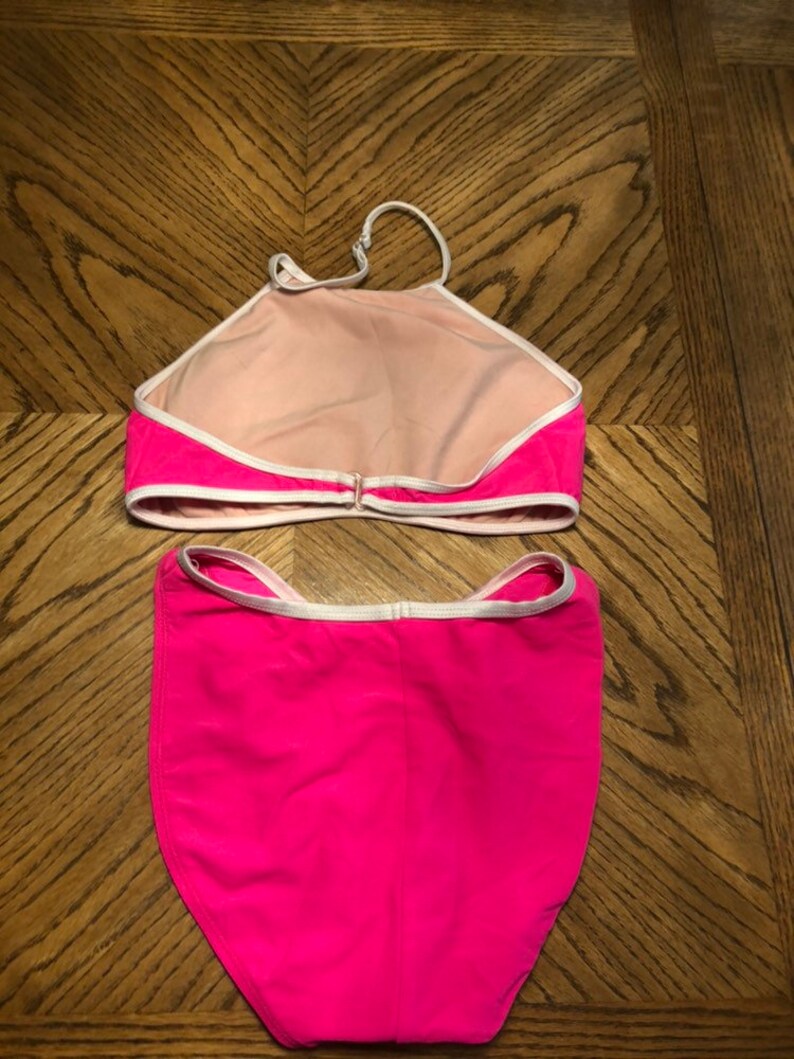 90s hot pink halter top bikini size 78