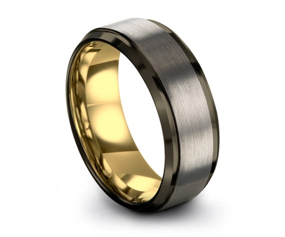 Tungsten ring, man gunmetal wedding band,18k rose gold,promise ring,rings for men, for women,mens, male, engagement, personalized gift, grey