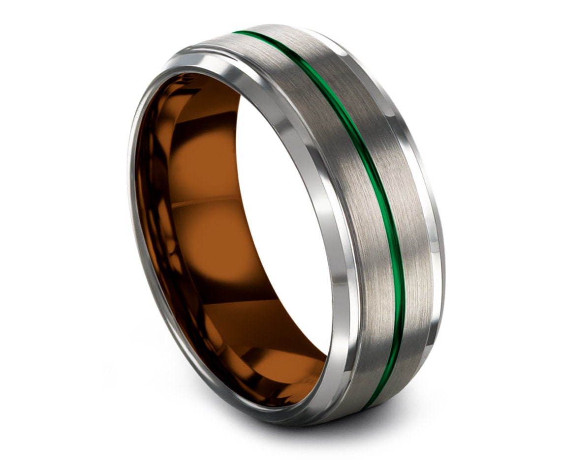 Copper Tungsten Wedding Band Wedding Band Set Silver