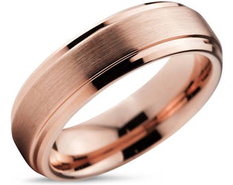 Tungsten Ring Rose Gold 18K, Mens Wedding Band, Wedding Ring, 10mm 8mm 6mm 4mm, Engagement Ring, Promise, Rings for Men, Rings for Women