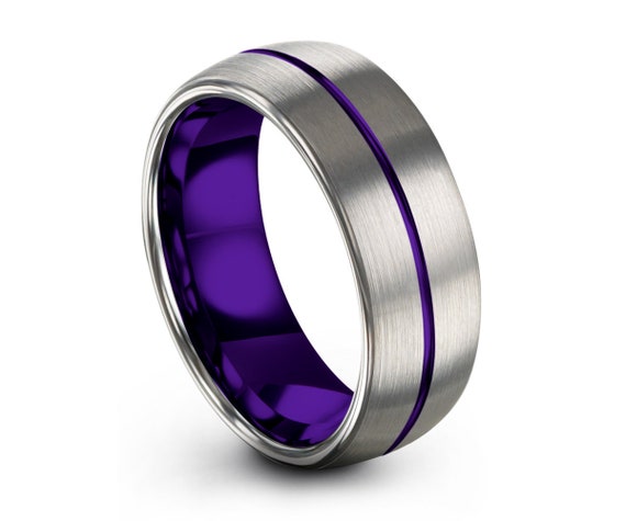 mens purple tungsten rings