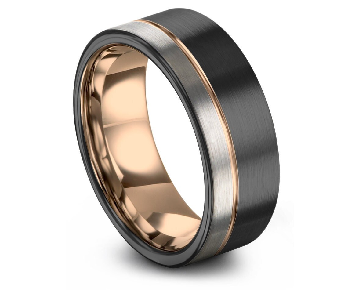 TITANIUM TENSION RING with Black Plated Accent Band & 4mm Round CZ size 10