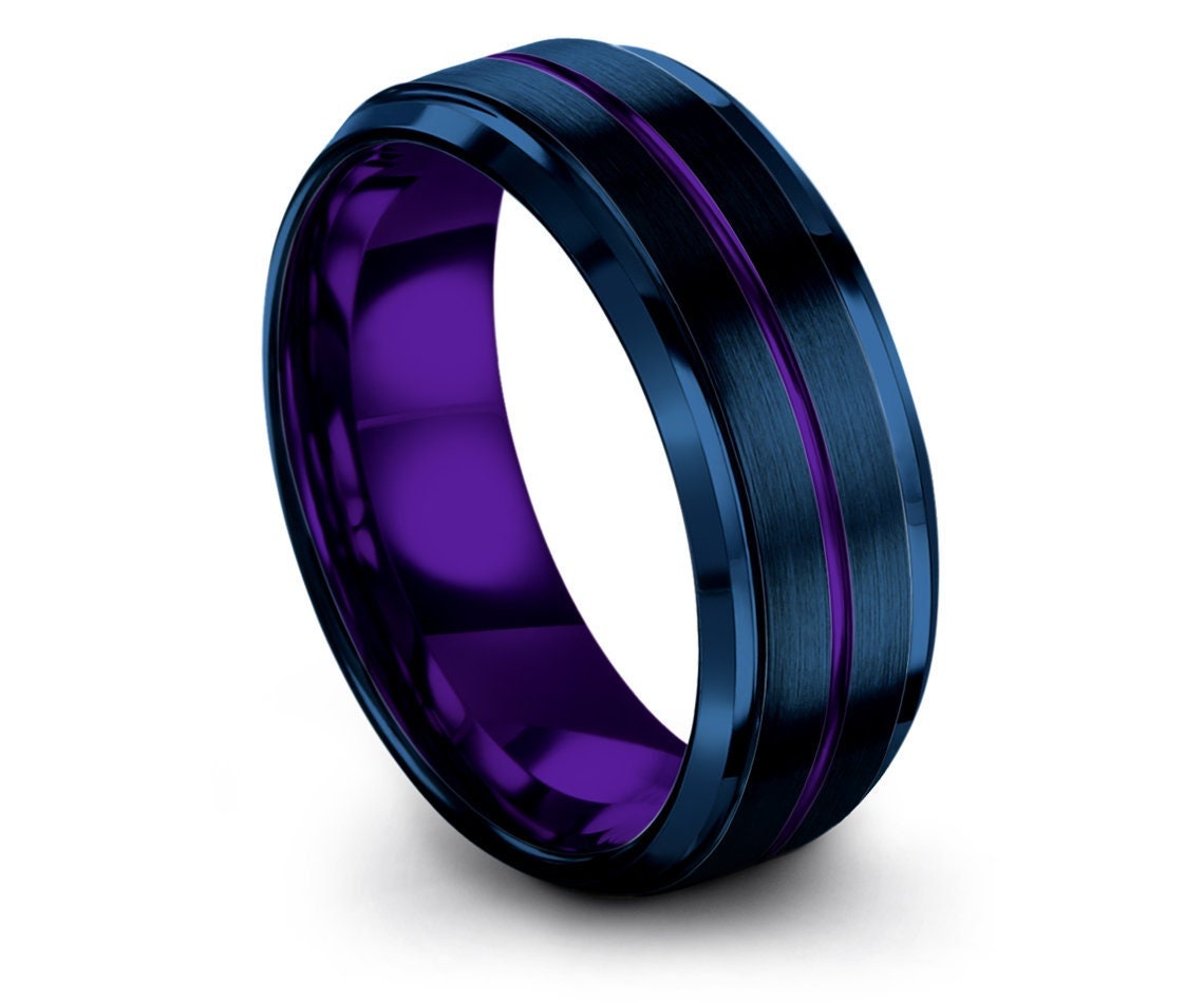 Luxury engagement ringwedding band tungsten blue8mm tungsten image 1