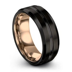 Mens Wedding Band Purple Black Wedding Ring Rings for Women Tungsten Ring 8mm Promise Ring Rings for Men Personalized Engagement Ring