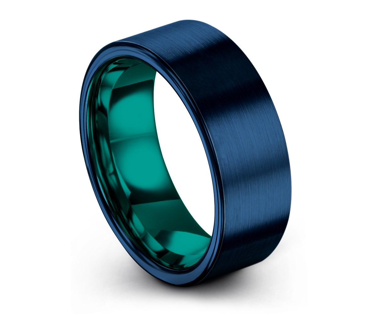 Men's Wedding Band Tungsten With Thin Gold Offset Band