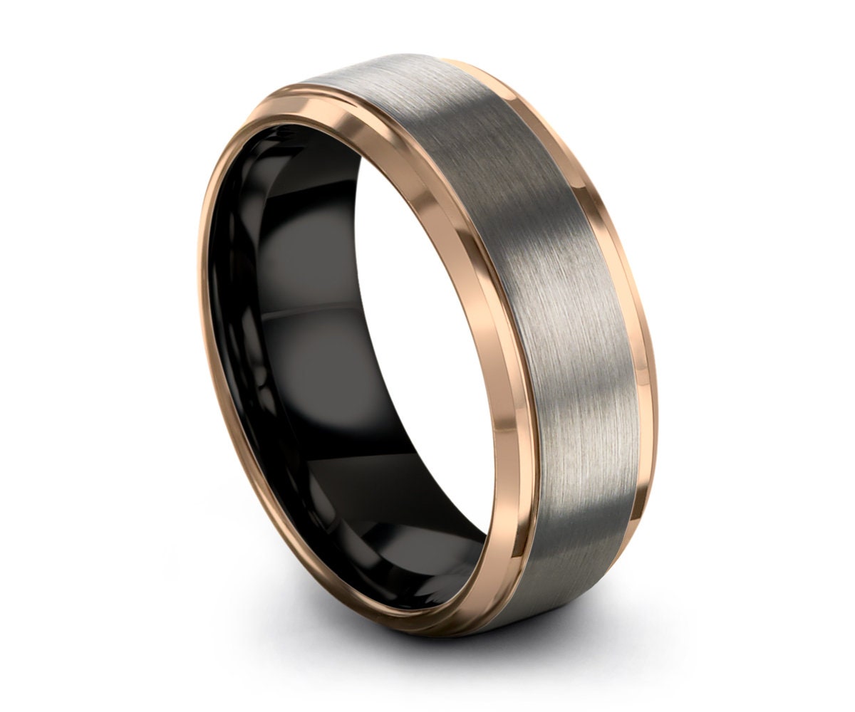 Tungsten Wedding Band Ring Rose Gold Wedding Band Ring Carbide | Etsy