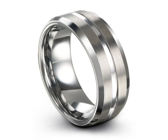 Titanium Notched & Grooved 8mm Satin Band Best Quality Free Gift Box Titanium Notched & Grooved 8mm Satin Band Best Quality Free Gift Box