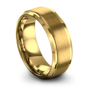 Tungsten Ring Yellow Gold 18K 4mm Gold Rings For Women And Men Wedding Band Hammered Gold Wedding Ring Engagement Ring Promise Ring