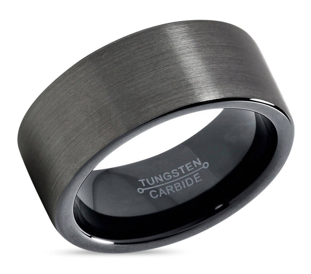 GUNMETAL Tungsten Ring Mens Wedding Band Black 8mm Wedding