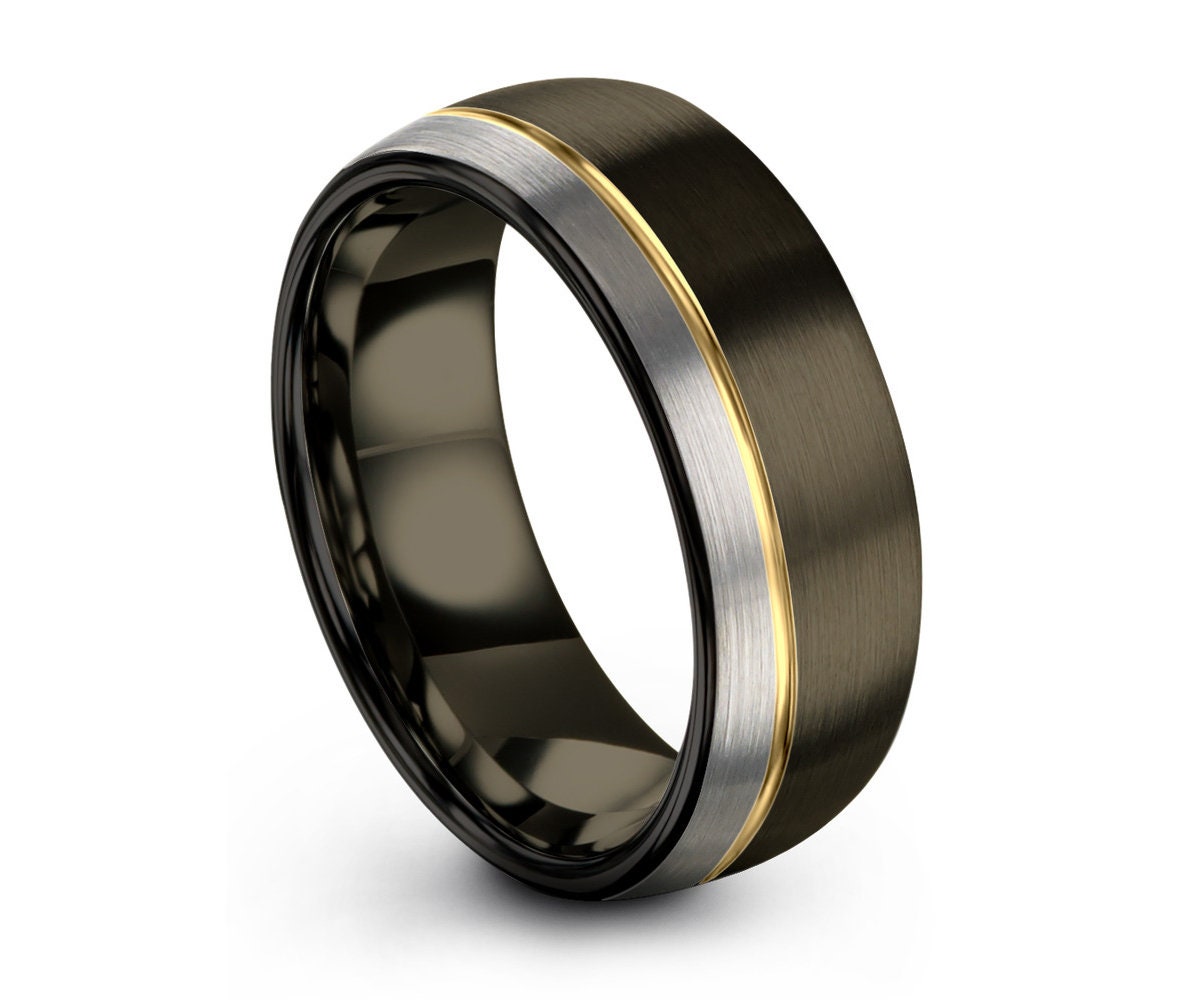 Mens Wedding Band, Tungsten Ring Gunmetal, Engagement Ring