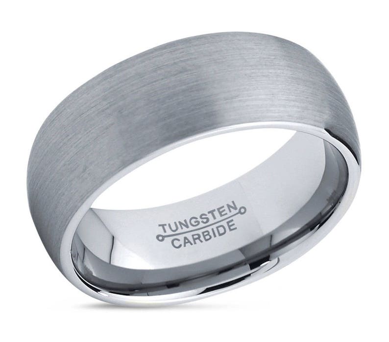 Engagement Ring Wedding Ring Mens Wedding Band Silver Simple Ring Rings for Women Tungsten Ring 8mm Promise Ring Rings for Men