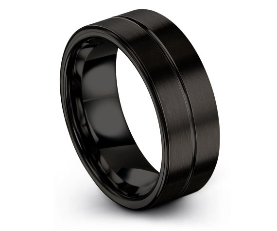 Men & Womens 8MM/6MM Flat Black Matte Finish Tungsten Carbide Wedding Band Ring Set Men & Womens 8MM/6MM Flat Black Matte Finish Tungsten Carbide Wedding Band Ring Set