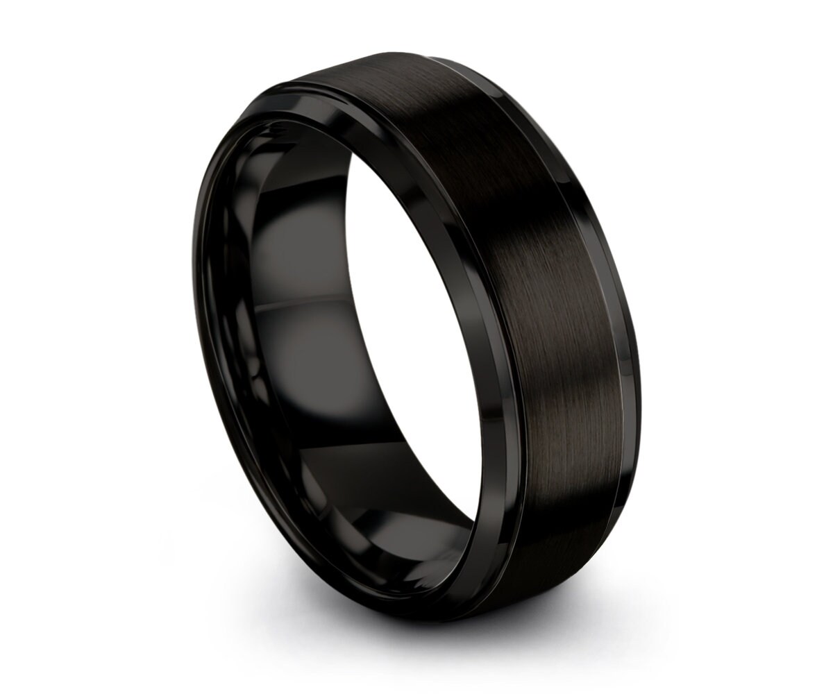 46 Anillo De Carburo De Tungsteno De 8 Mm Para Hombres Negro 46 Anillo De Carburo De Tungsteno De 8 Mm Para Hombres Negro