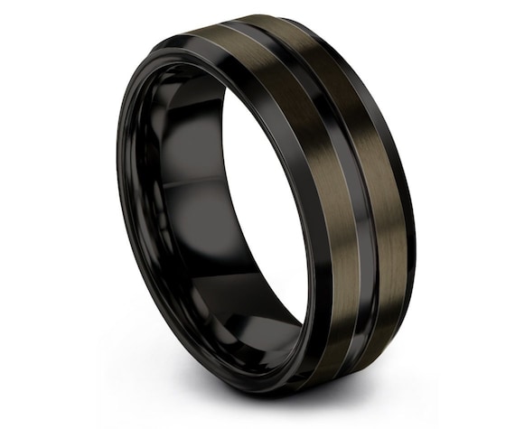 Gunmetal tungsten ring black wedding band ring tungsten carbide 8mm ring man wedding band male women anniversary matching