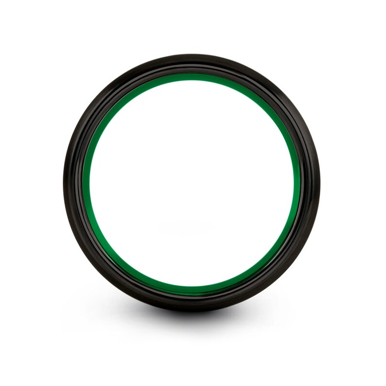Handmade Wedding Band Black,His and Hers,Tungsten Wedding Band Green,Brushed and Polished,Tungsten Engagement Ring Set,Custom Free Shipping