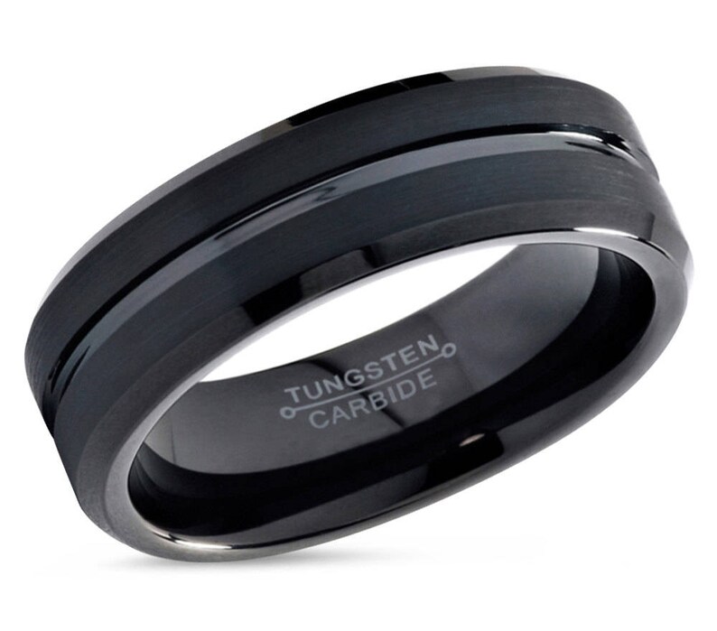 Simple Ring Promise Ring Tungsten Ring 6mm Engagement Ring Mens Wedding Band Black Ring Rings for Men Wedding Ring Rings for Women