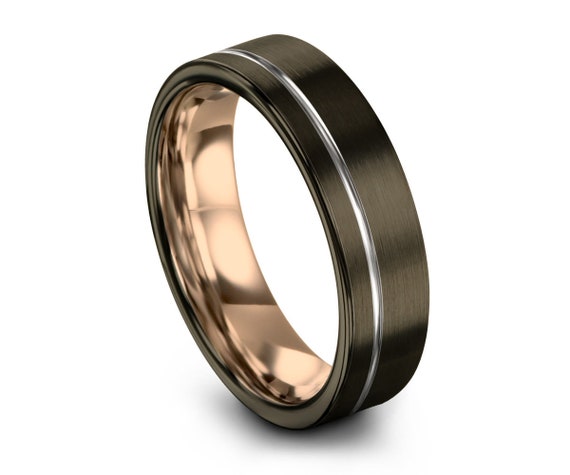tungsten carbide rose gold wedding bands