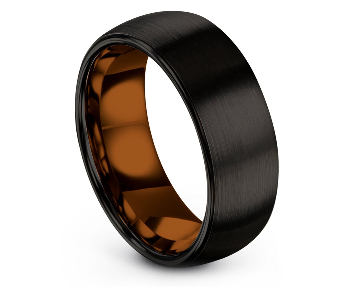 Domed Tungsten Carbide Wedding Band Black, Mens Gifts