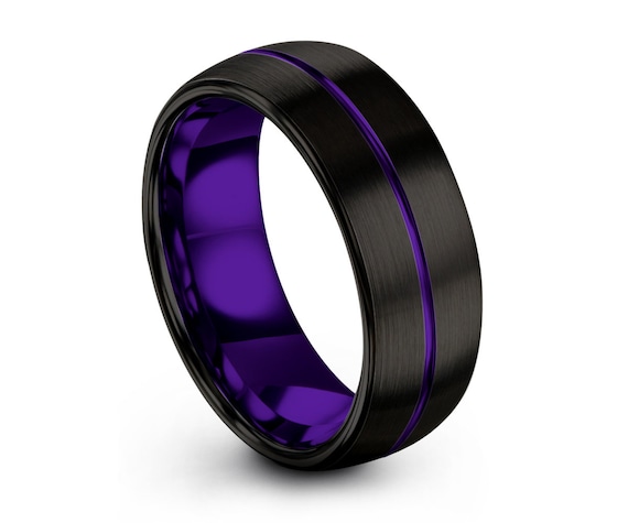 mens purple tungsten rings