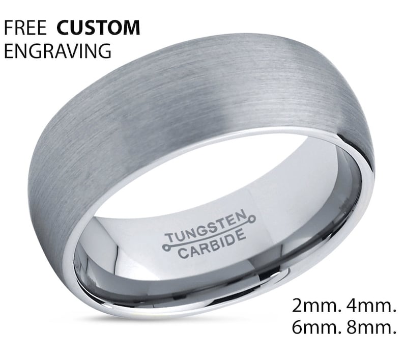 Engagement Ring Wedding Ring Mens Wedding Band Silver Simple Ring Rings for Women Tungsten Ring 8mm Promise Ring Rings for Men