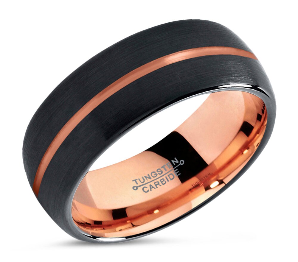 Thin Rose Gold Line Mens Wedding Band, Handmade