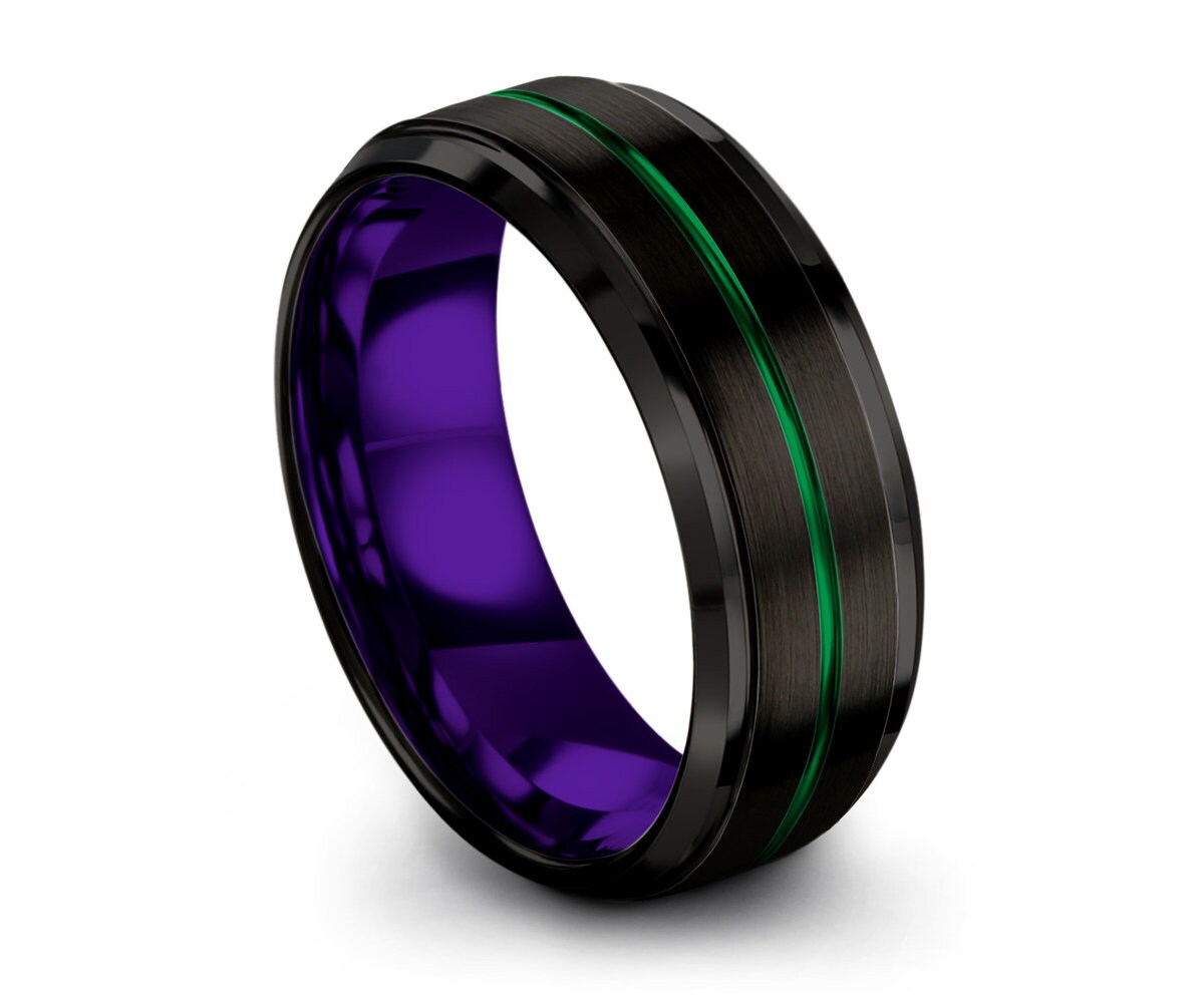 Black Green Purple Man Wedding Band Mens Wedding Band Purple Etsy