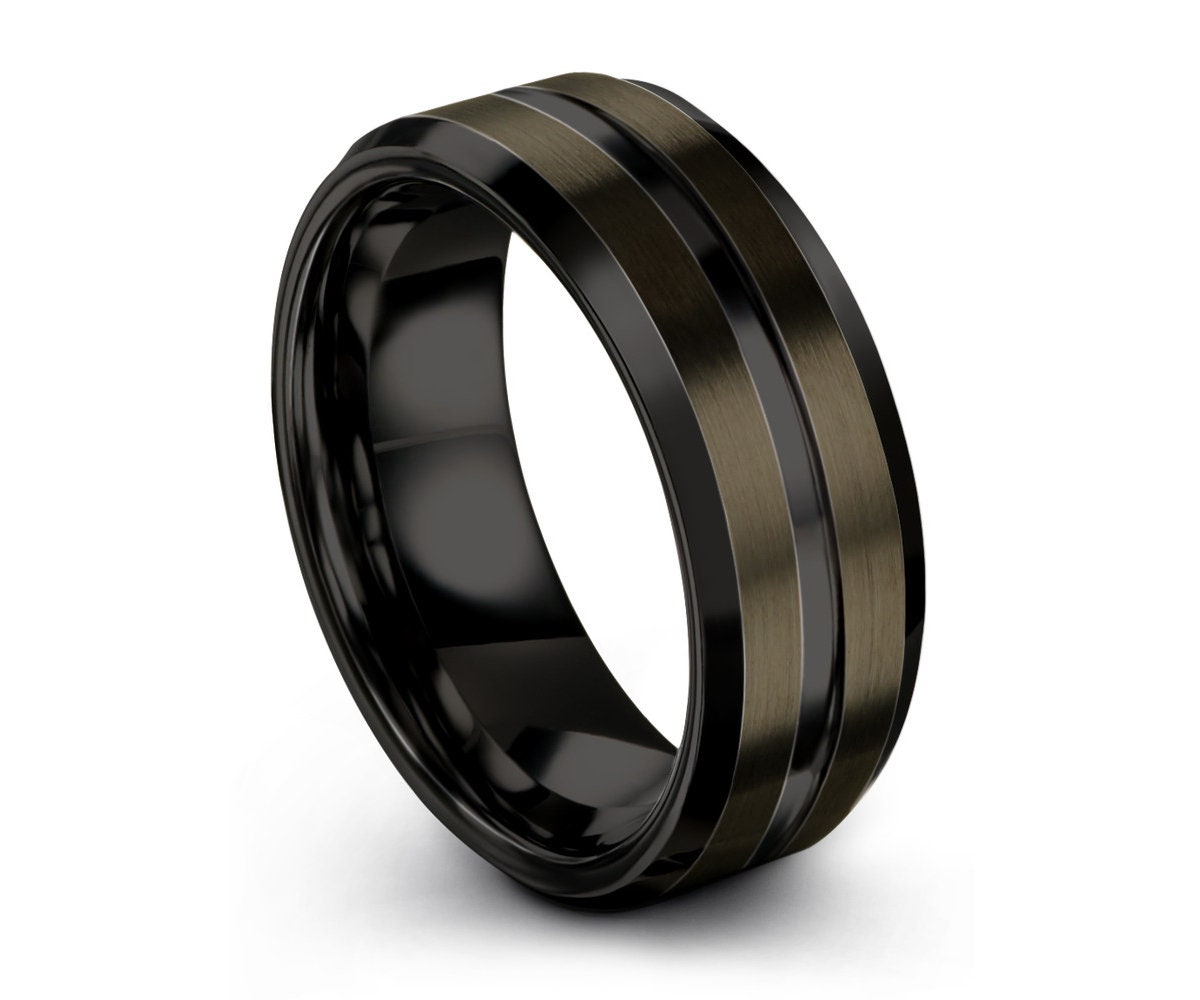 GUNMETAL Tungsten Ring Black Wedding Band Ring Tungsten