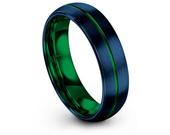 Secret Green Line ring Emerald color of enamel ring Statement jewelry for husband Thin modern minimalistic ring